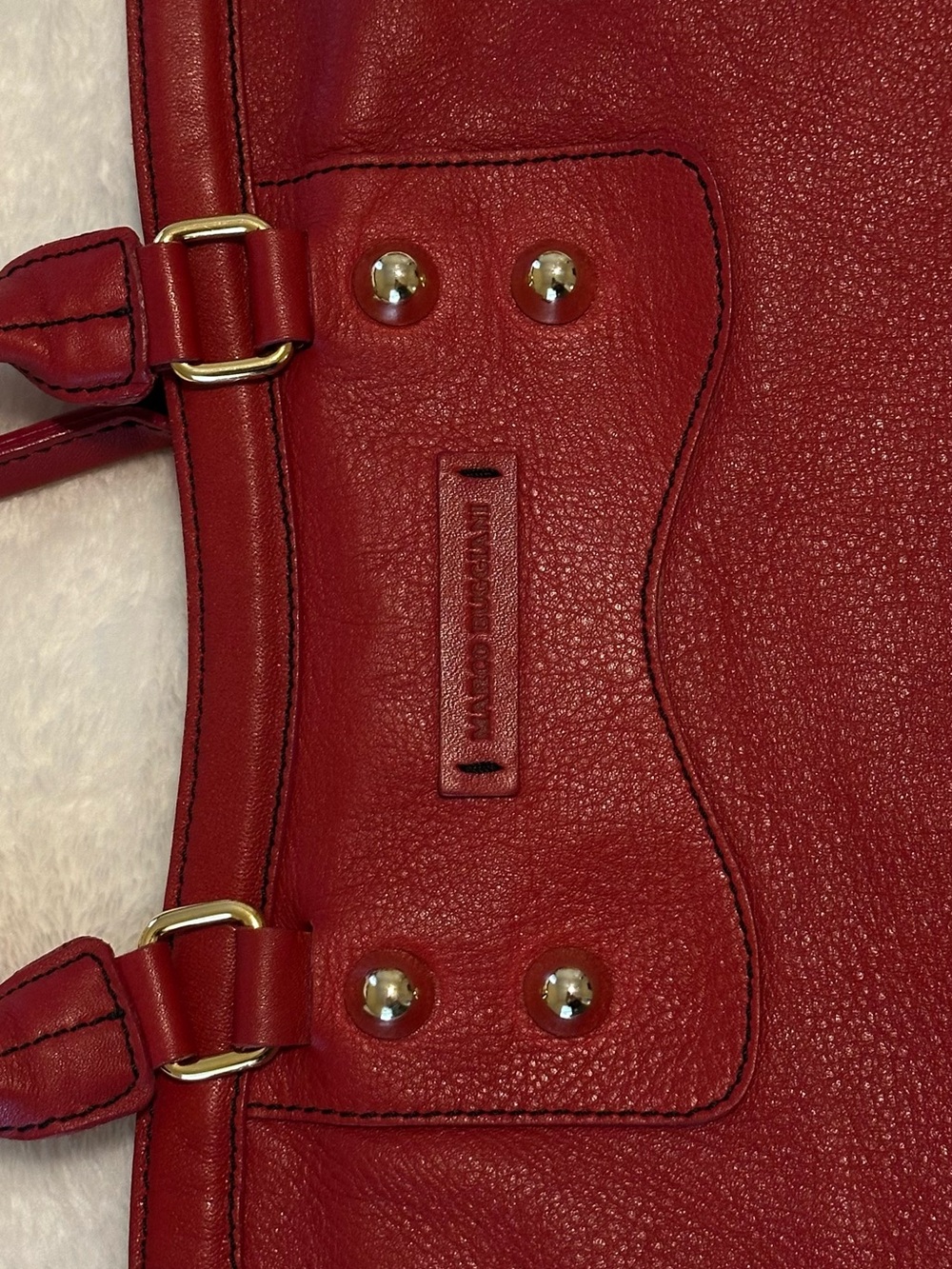 Marco Buggiani Red Genuine Leather Tote Bag Made in Italy - Picture 2 of 9